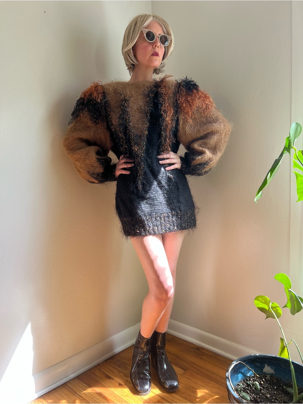 Mohair Maximalist Fuzzy Knit Oversized Sweater - Picture 9 of 12
